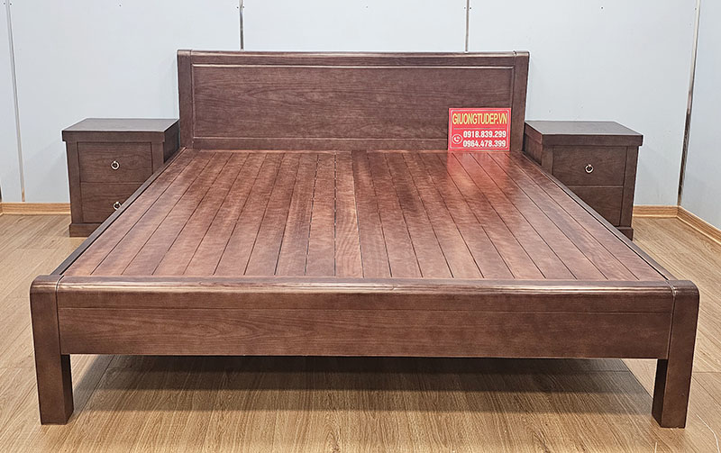 Giường Ngủ Chân Cao Gỗ Sồi