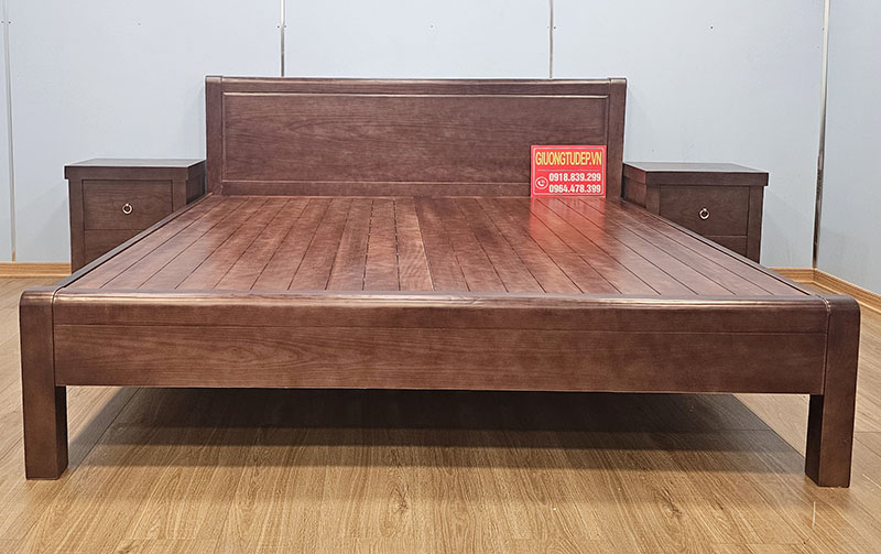 Giường Ngủ Chân Cao Gỗ Sồi