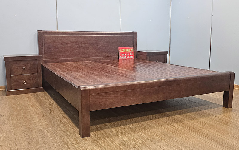Giường Ngủ Chân Cao Gỗ Sồi
