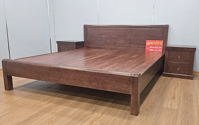 Giường Ngủ Chân Cao Gỗ Sồi