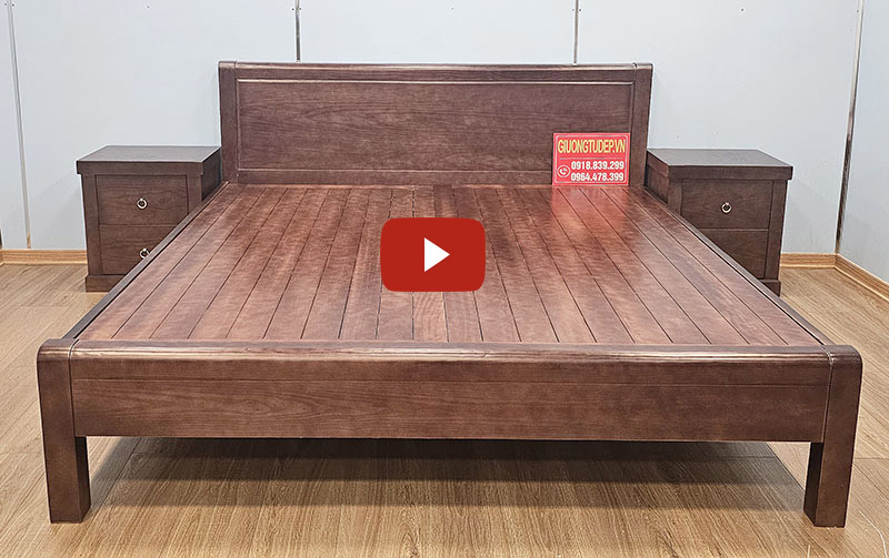 Giường Ngủ Chân Cao Gỗ Sồi