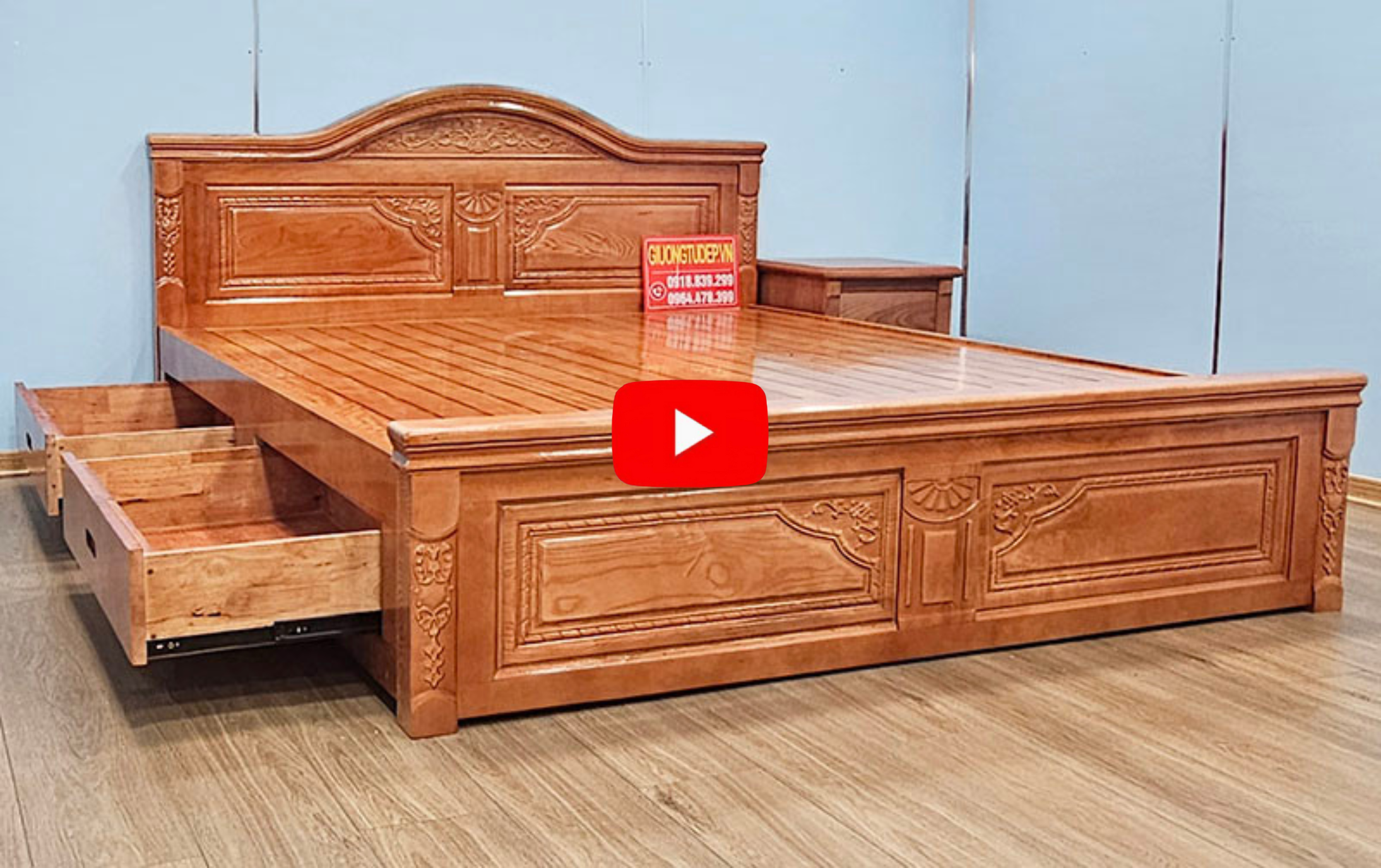 Giường Ngủ Gỗ Sồi Nữ Hoàng Có Ngăn Kéo