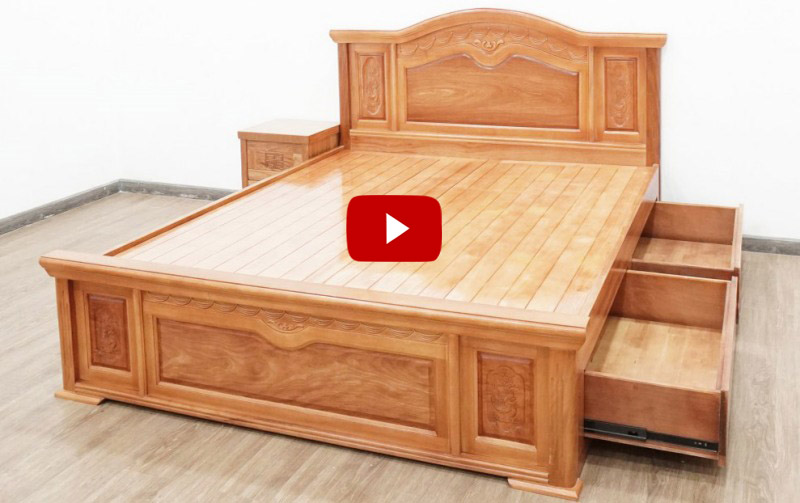 Giường ngủ có ngăn kéo gỗ đinh hương G96