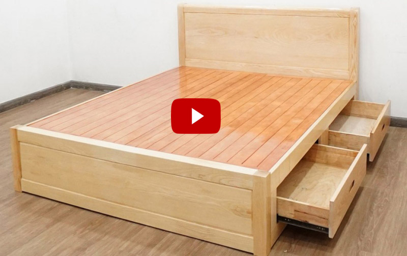 Giường ngủ gỗ sồi  có ngăn kéo GS93