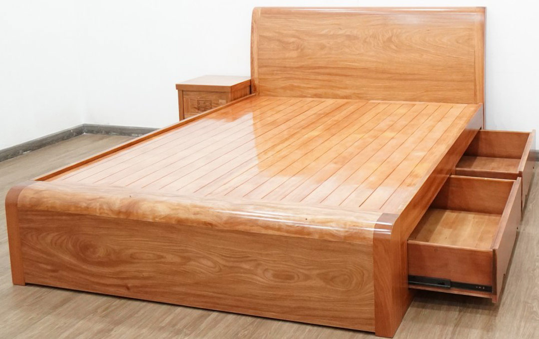 Giường ngủ ngăn kéo gỗ đinh hương G97