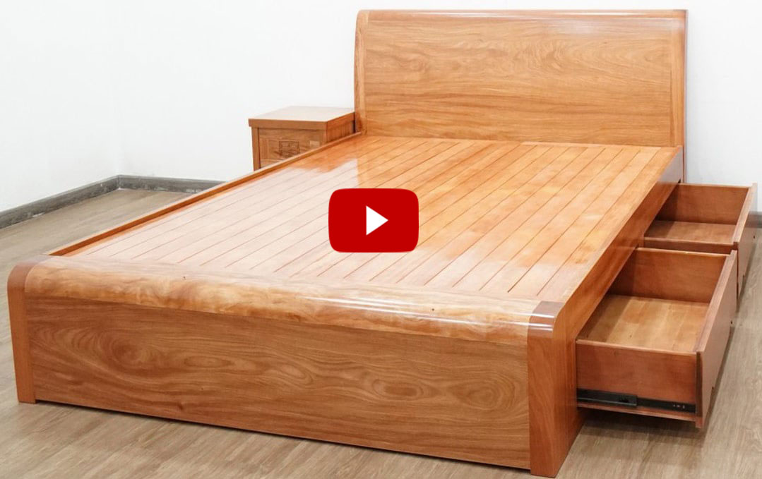 Giường ngủ ngăn kéo gỗ đinh hương G97