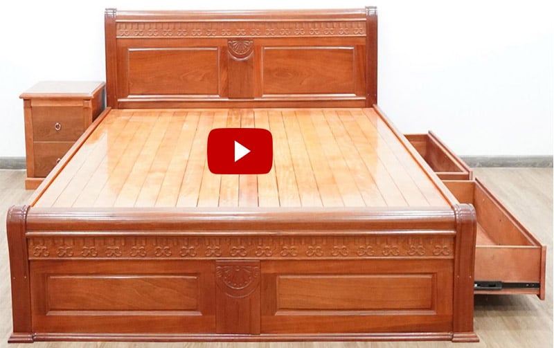 Giường ngủ ngăn kéo gỗ xoan đào GX13