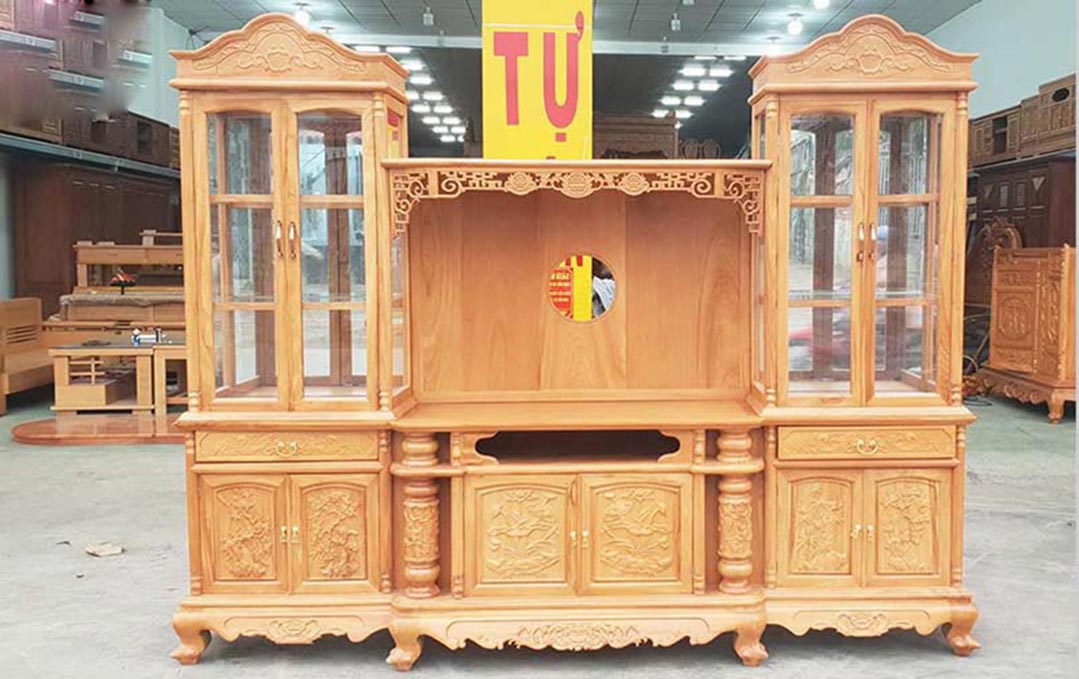 Kệ tivi gỗ gõ đỏ TV19